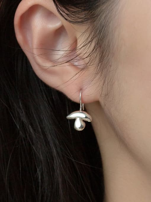 Rosh 925 Sterling Silver Mushroom Minimalist Hook Earring 1