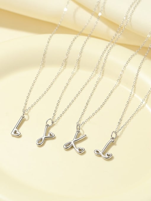 BeiFei Minimalism Silver 925 Sterling Silver Letter Minimalist Necklace 3