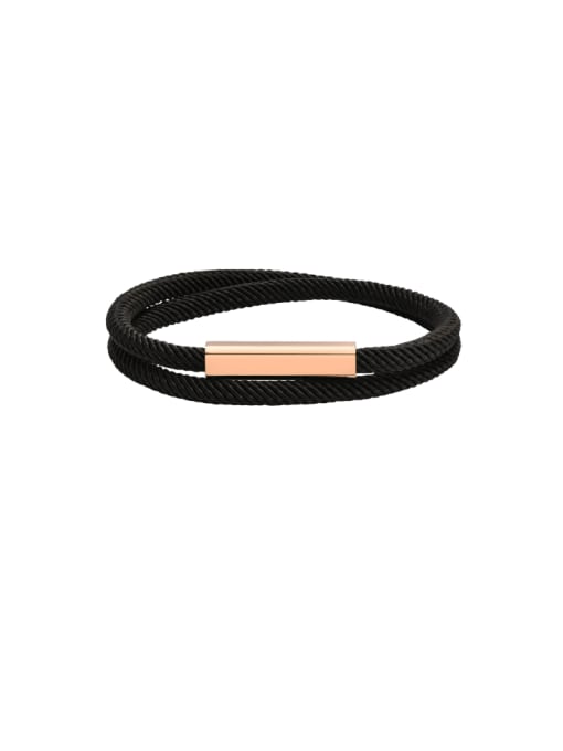 Rose Gold Stainless steel Cotton Rope Geometric Minimalist Strand Bracelet