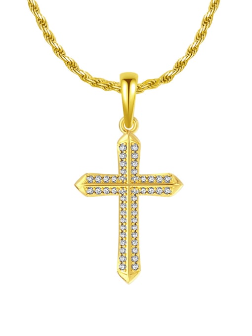 18K gold, single pendant 925 Sterling Silver Cubic Zirconia Cross Minimalist Regligious Necklace