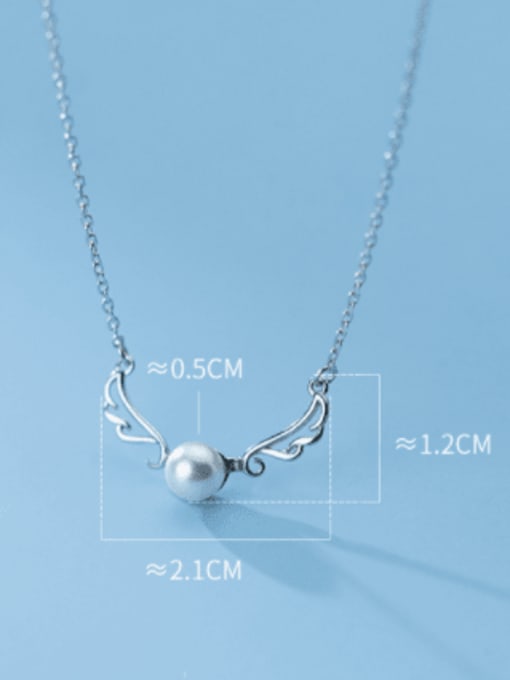 Rosh 925 Sterling Silver Imitation Pearl Wing Minimalist Necklace 3