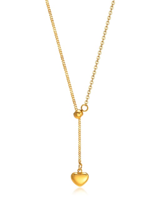 CONG Stainless steel Heart Tassel Minimalist Tassel Necklace