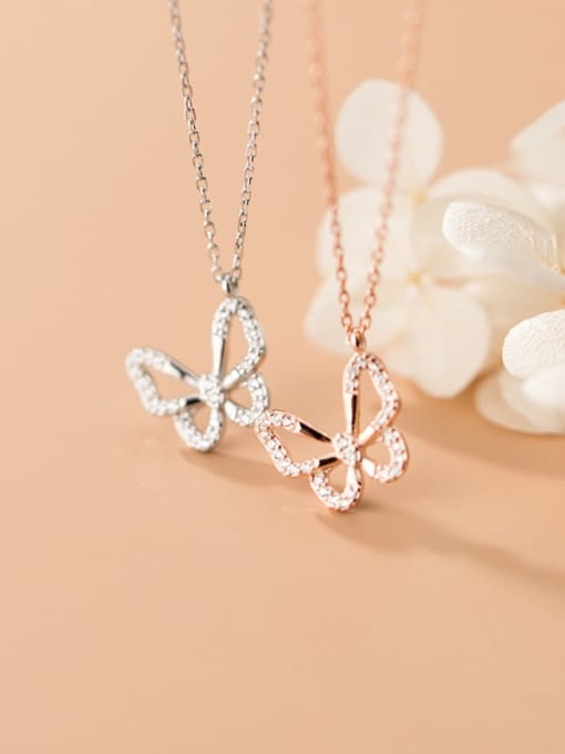 Rosh 925 Sterling Silver Cubic Zirconia White Butterfly Classic Necklaces 3