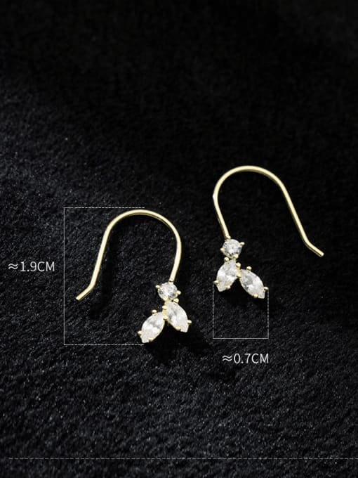 Rosh 925 Sterling Silver Cubic Zirconia Flower Minimalist Hook Earring 4