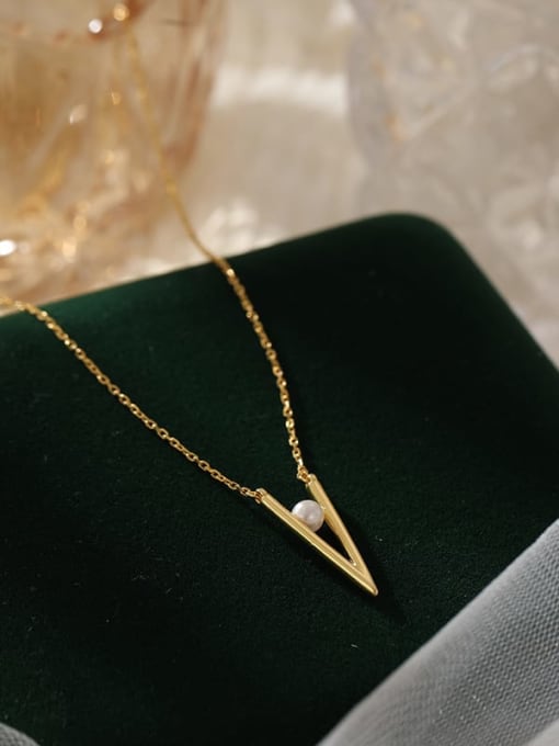 NS1072 Gold 925 Sterling Silver Geometric Minimalist Necklace