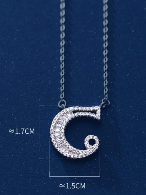 letter C 925 Sterling Silver Simple Fashion full diamond letters pendant  Necklace