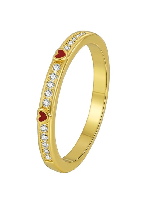 Gold Love Zircon Ring Brass Cubic Zirconia Geometric Minimalist Band Ring