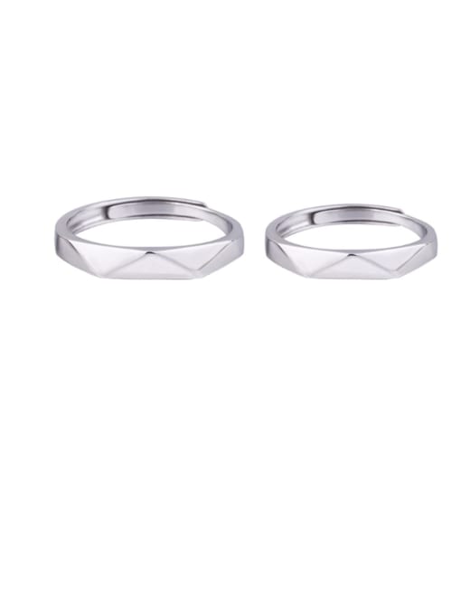 HAHN 925 Sterling Silver Geometric Minimalist Couple Ring 0