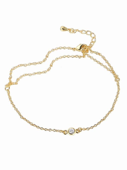 Gold Zircon Bracelet Brass Cubic Zirconia Geometric Minimalist Ring Bracelet