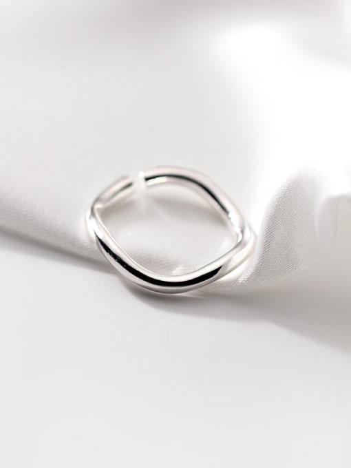 Rosh 925 Sterling Silver Smotth Geometric Minimalist Band Ring 0