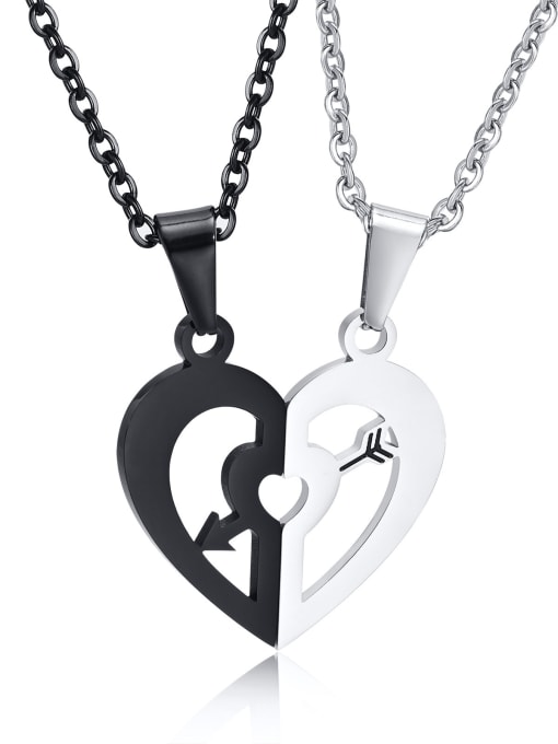 through the heart CN139, without chain Stainless steel Heart Hip Hop Necklace