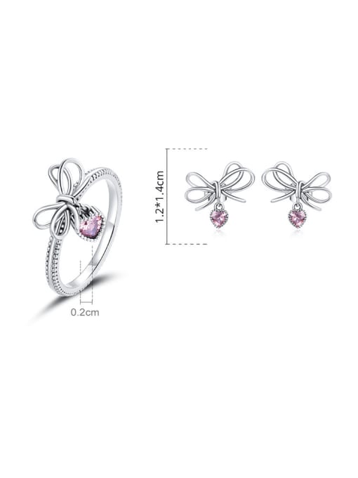 Jare 925 Sterling Silver Cubic Zirconia  Cute Butterfly  Ring And Earring Set 2