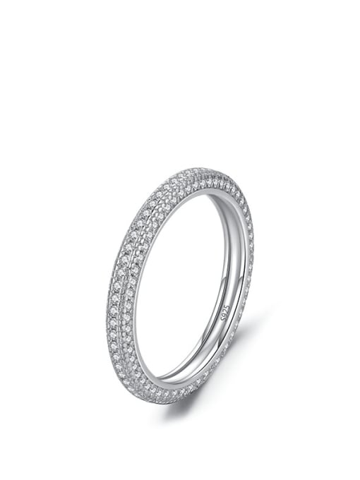 S925 Sterling Silver 925 Sterling Silver Rhinestone Geometric Minimalist Band Ring