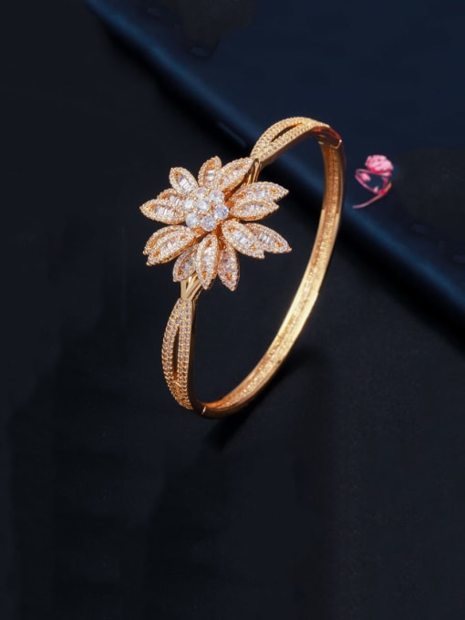 L.WIN Copper With  Cubic Zirconia Fashion Flower Bangles 0