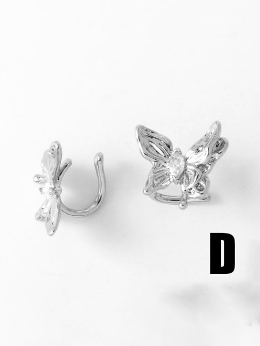 D Brass Cubic Zirconia Butterfly Trend Clip Earring