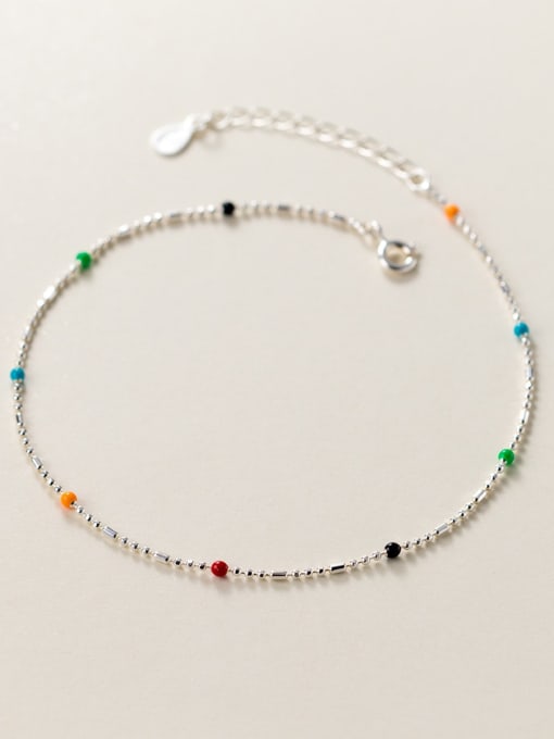 Rosh 925 Sterling Silver Minimalist Round  Bead Anklet 3