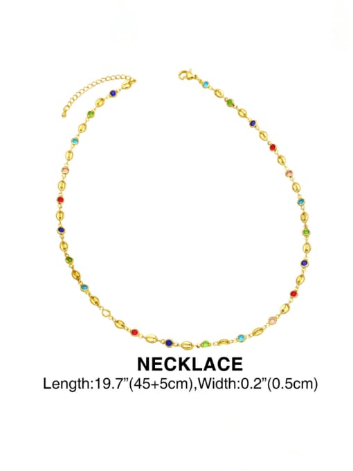 necklace Brass Glass Stone Geometric Minimalist Necklace