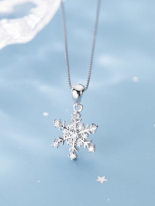 Rosh 925 Sterling Silver Simple snowflake diamond pendant(only Pendant) 2