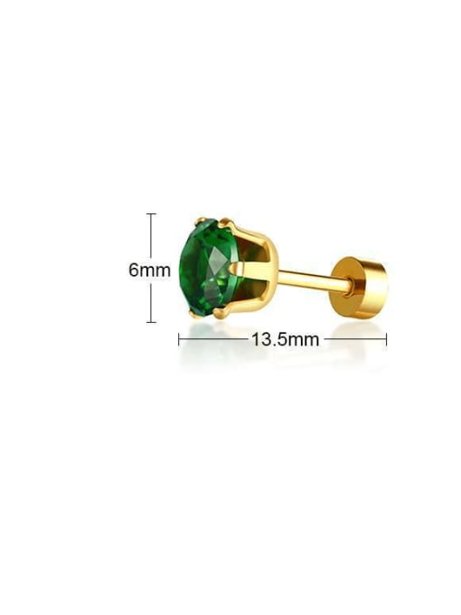 Green Diamond (Single) Titanium Steel Cubic Zirconia Geometric Minimalist Stud Earring((Single-Only One)