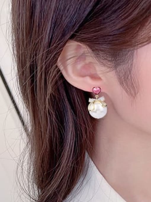 Luxu Brass Imitation Pearl Ball Minimalist Drop Earring 1