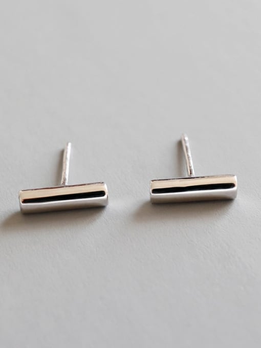 DAKA S925 pure silver simple smooth geometric cylindrical Earrings 2