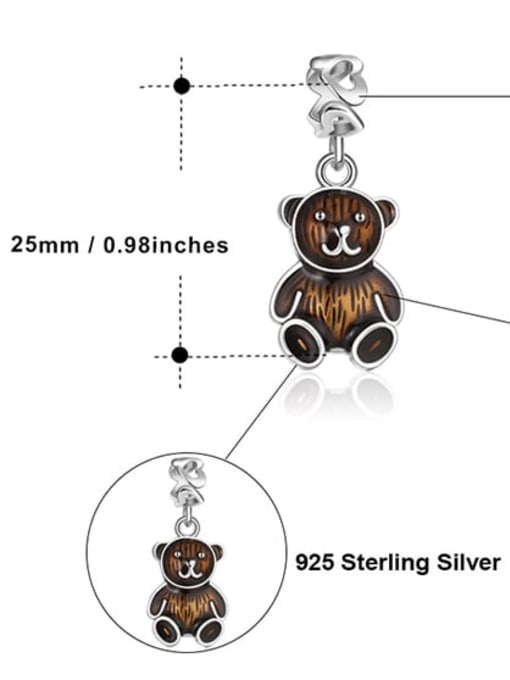 RINNTIN 925 Sterling Silver Enamel Cute Bear DIY Pendant 1