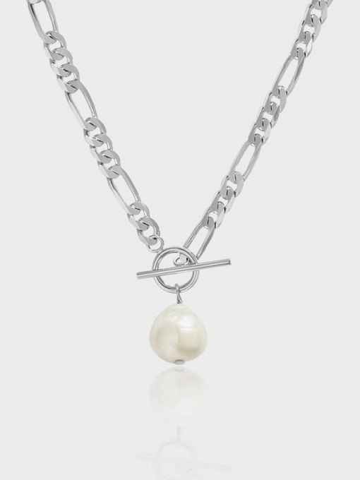 DAKA 925 Sterling Silver Hollow Geometric  Chain Minimalist Necklace