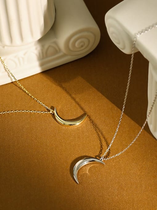 DAKA 925 Sterling Silver Moon Minimalist pendant Necklace 1