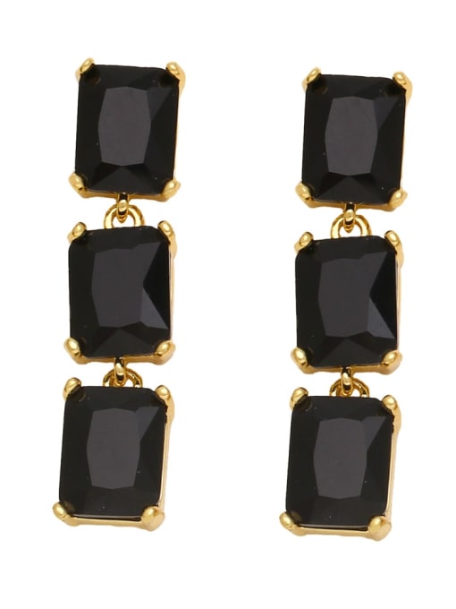 black Brass Cubic Zirconia Geometric Luxury Cluster Earring