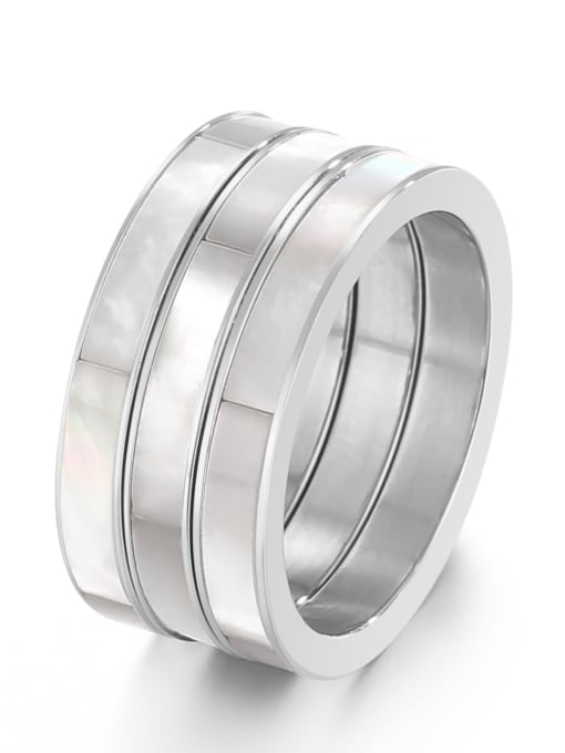 KR105205 K Titanium Steel Shell Geometric Minimalist Band Ring
