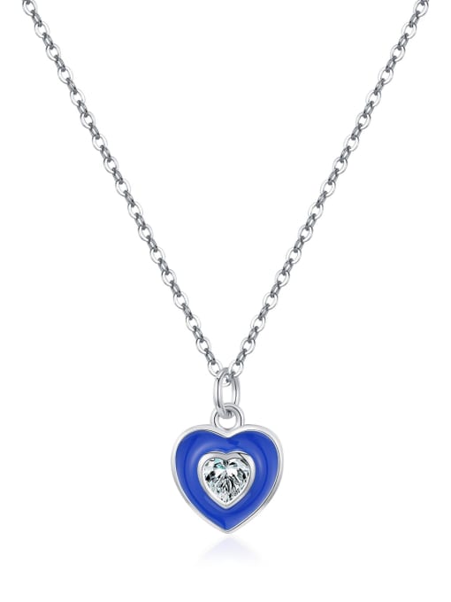 heart 925 Sterling Silver Enamel Heart Minimalist Necklace