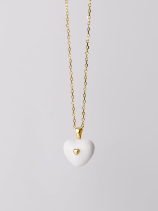 Rosh 925 Sterling Silver Enamel Heart Minimalist Necklace 2