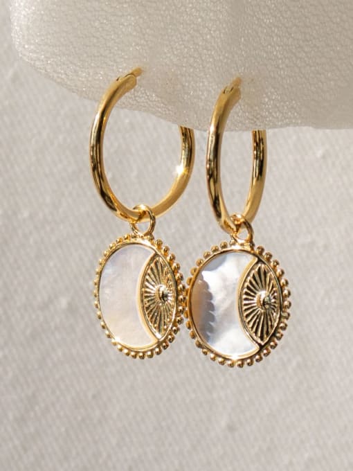 Open Sky Stainless steel Gold Color Shell Coin Vintage Earring 3
