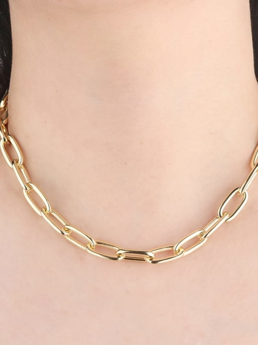 ROSS Brass Hollow Geometric Chain Minimalist Necklace 2