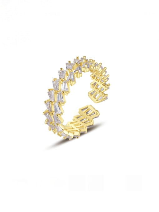 BLING SU Brass Cubic Zirconia Geometric Minimalist Band Ring 0