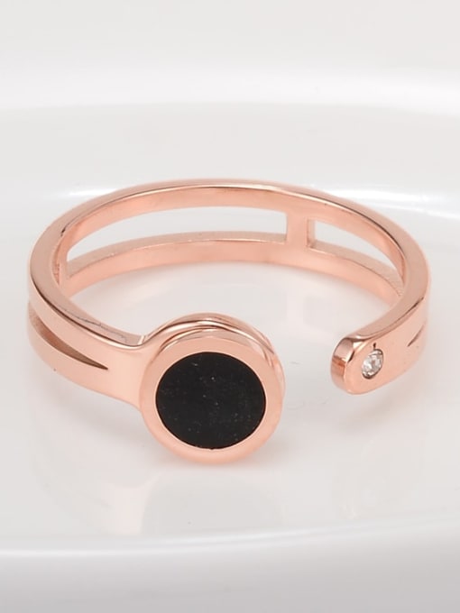 A TEEM Titanium Enamel Black Round Minimalist Free Size Ring 2