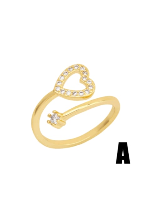 A Brass Cubic Zirconia Heart Vintage Band Ring