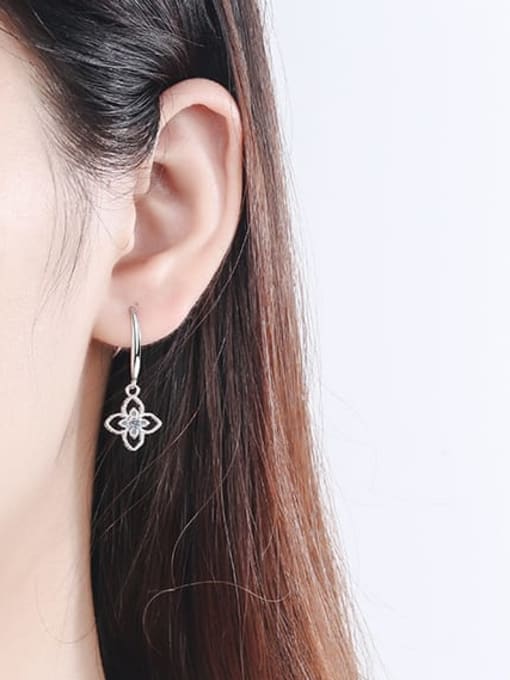 MOISS Sterling Silver Moissanite Flower Dainty Hook Earring 1