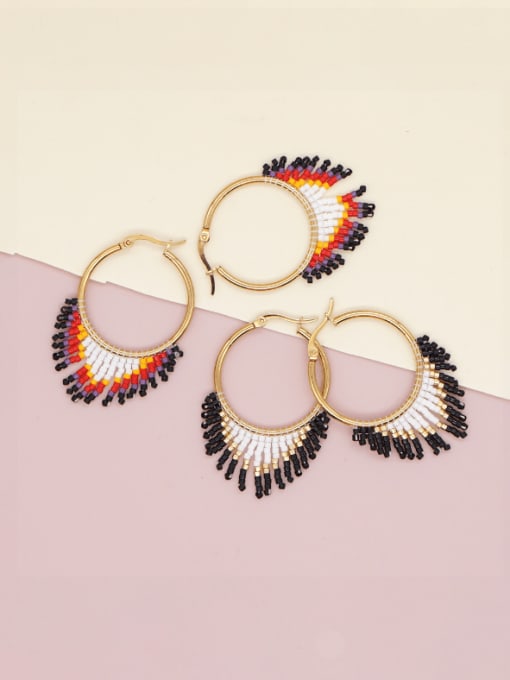 Roxi Miyuki Millet Bead Multi Color Geometric Bohemia Pure handmade Weave Earring 2