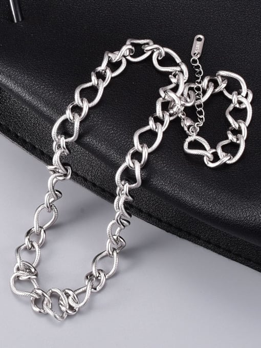 A TEEM Titanium Steel Hollow Geometric Vintage Chain Necklace 1