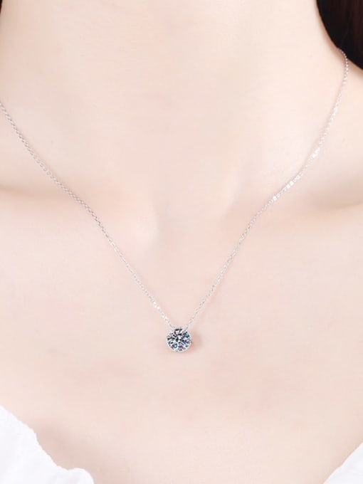 MOISS Sterling Silver Moissanite Round Dainty Necklace 1