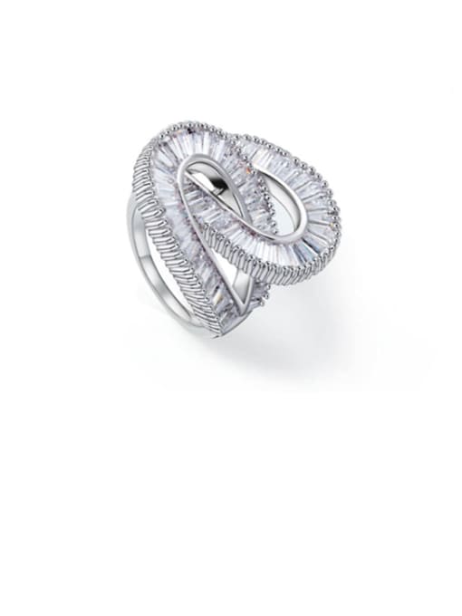 BLING SU Copper Cubic Zirconia White Irregular Luxury Band Ring 0
