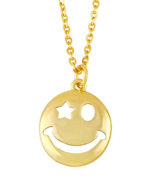CC Brass Minimalist Hollow Smiley Pendant Necklace 0
