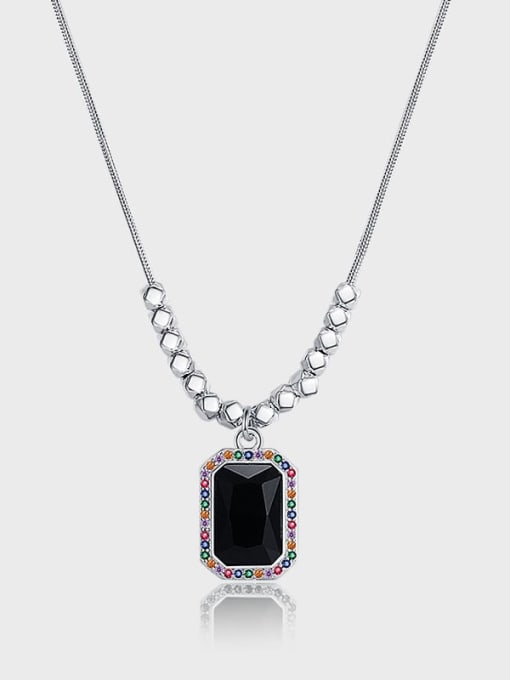 KDP-Silver 925 Sterling Silver Cubic Zirconia Geometric Vintage Necklace 0