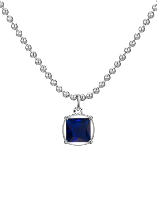 LAN Gang September 925 Sterling Silver Cubic Zirconia Geometric Minimalist Bead Chain Necklace