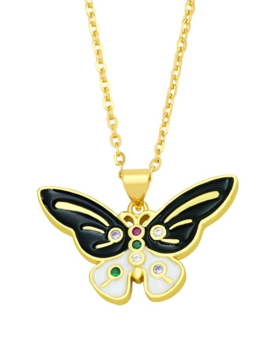 CC Brass Rhinestone Enamel Butterfly Minimalist Necklace 4