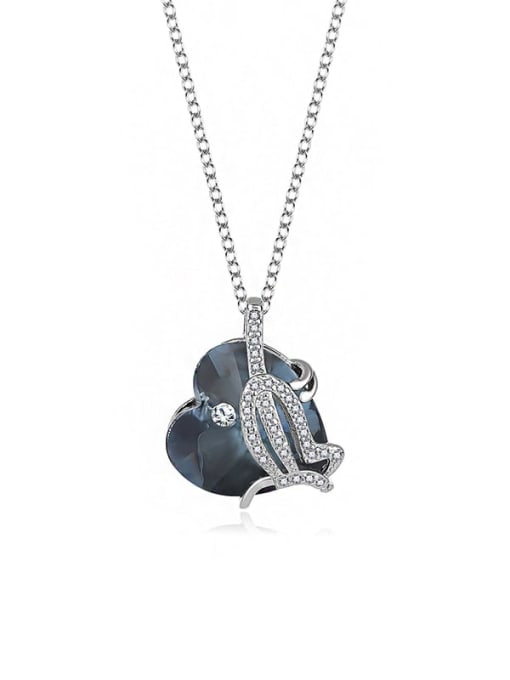 JYXZ 052 (denim) 925 Sterling Silver Austrian Crystal Heart Classic Necklace