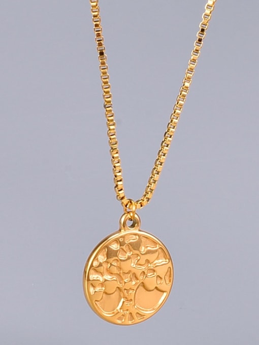 A TEEM Titanium Round tree Minimalist pendant Necklace 1