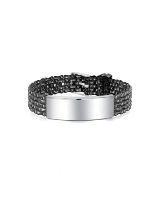 1494 steel black belt Stainless steel Geometric Vintage Beaded Bracelet