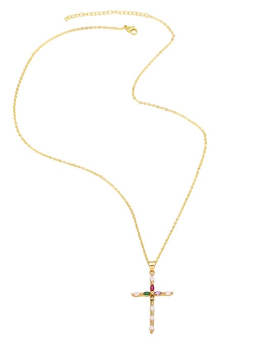 CC Brass Cubic Zirconia Cross Vintage Regligious Necklace 3